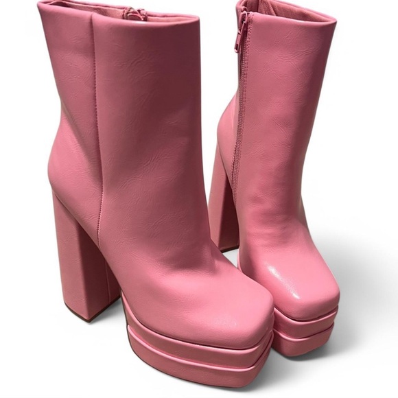 Soda Pink Platform Ankle Boots - Picture 2 of 6